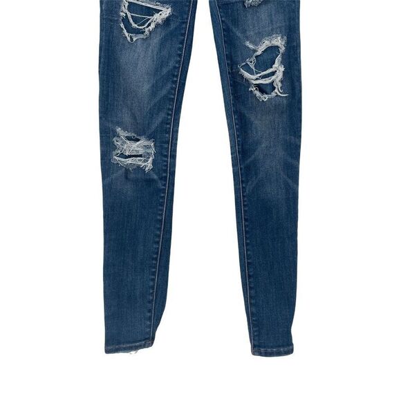 2/$30 American Eagle Distressed Stretch Skinny Jegging Jeans 00 Short - Picture 6 of 11